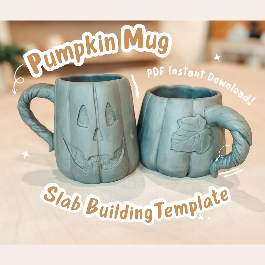 Pumpkin Mug Pottery Template for Slab Building/ 3 Sizes/ Instant PDF Download