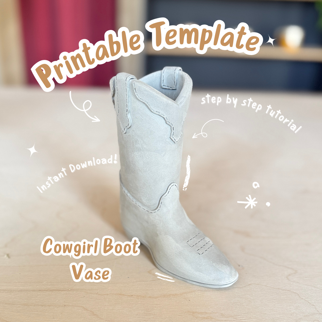 PDF Pottery Template - Cowgirl Boot - Slab Building Pattern - Pottery Tutorial