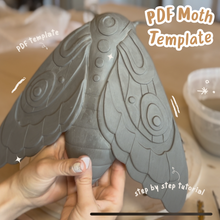 Load image into Gallery viewer, Moth Pottery Template for Slab Building/ 3 Sizes/ Instant PDF Download
