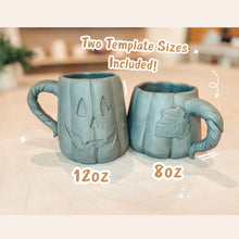 Load image into Gallery viewer, Pumpkin Mug Pottery Template for Slab Building/ 3 Sizes/ Instant PDF Download
